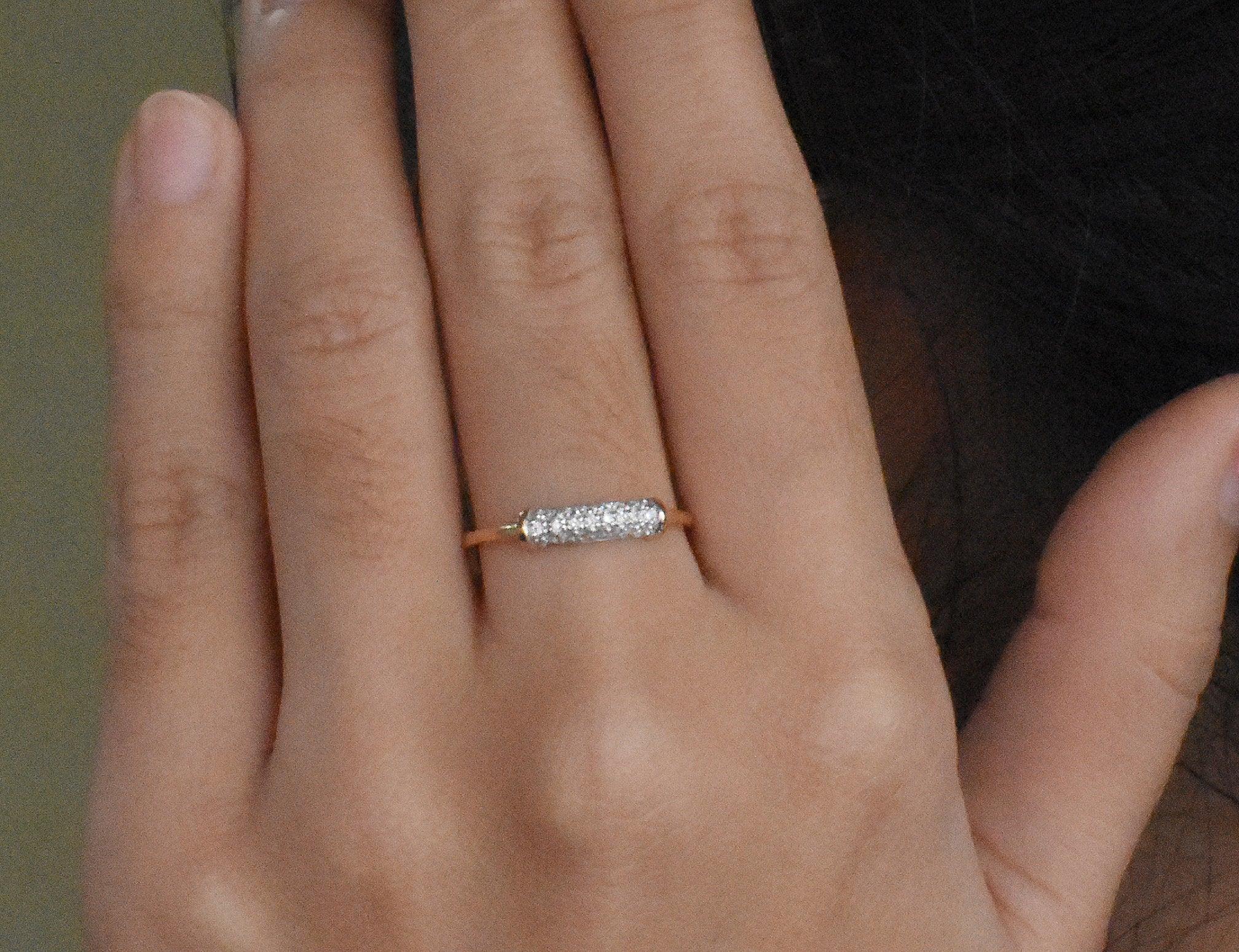 For Sale:  14k Gold Micro Pave Wedding Diamond Ring Half Eternity Diamond Ring 5
