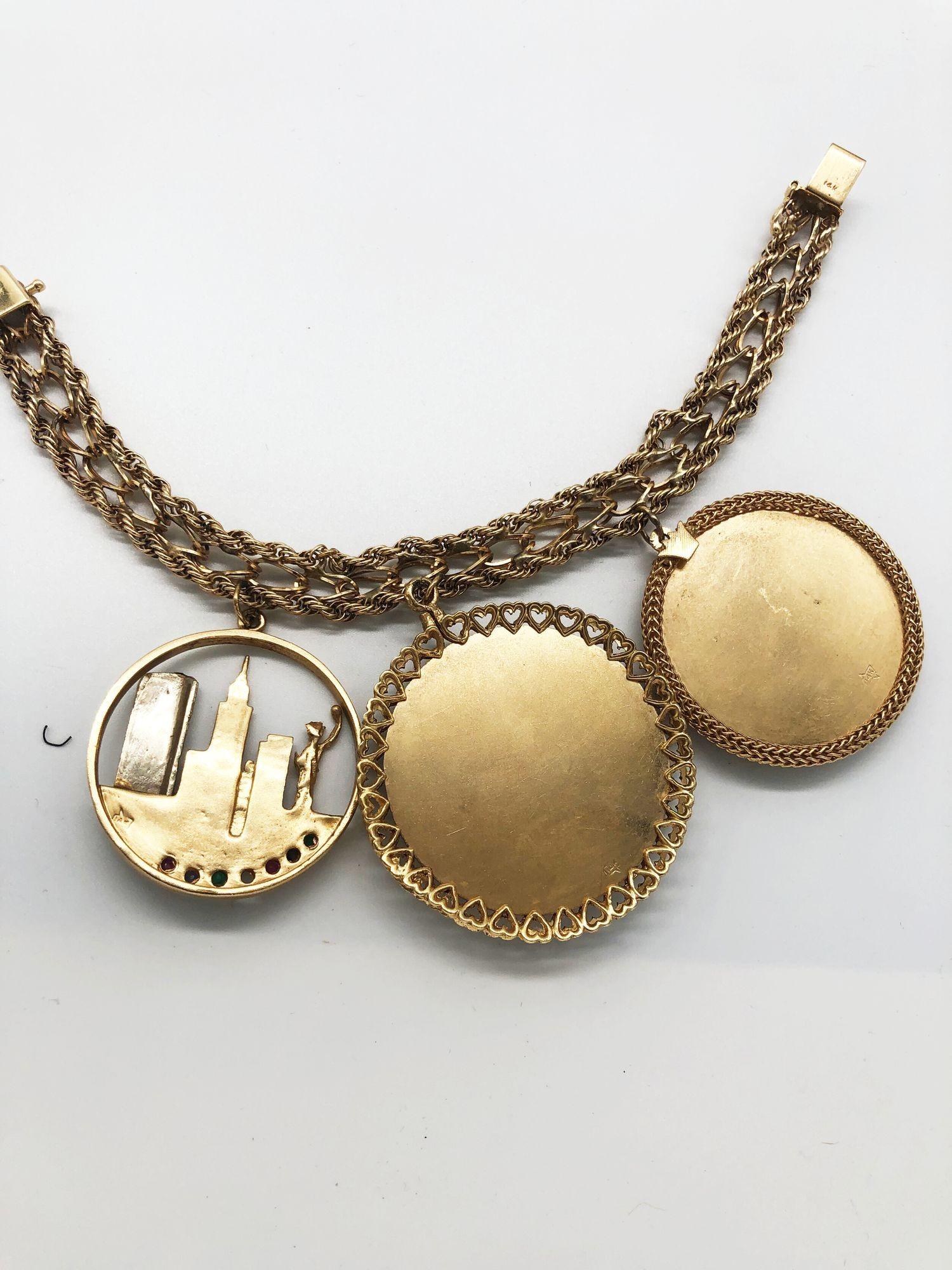Mid-20th Century 14K Gold Mid Century Charm Bracelet For Sale