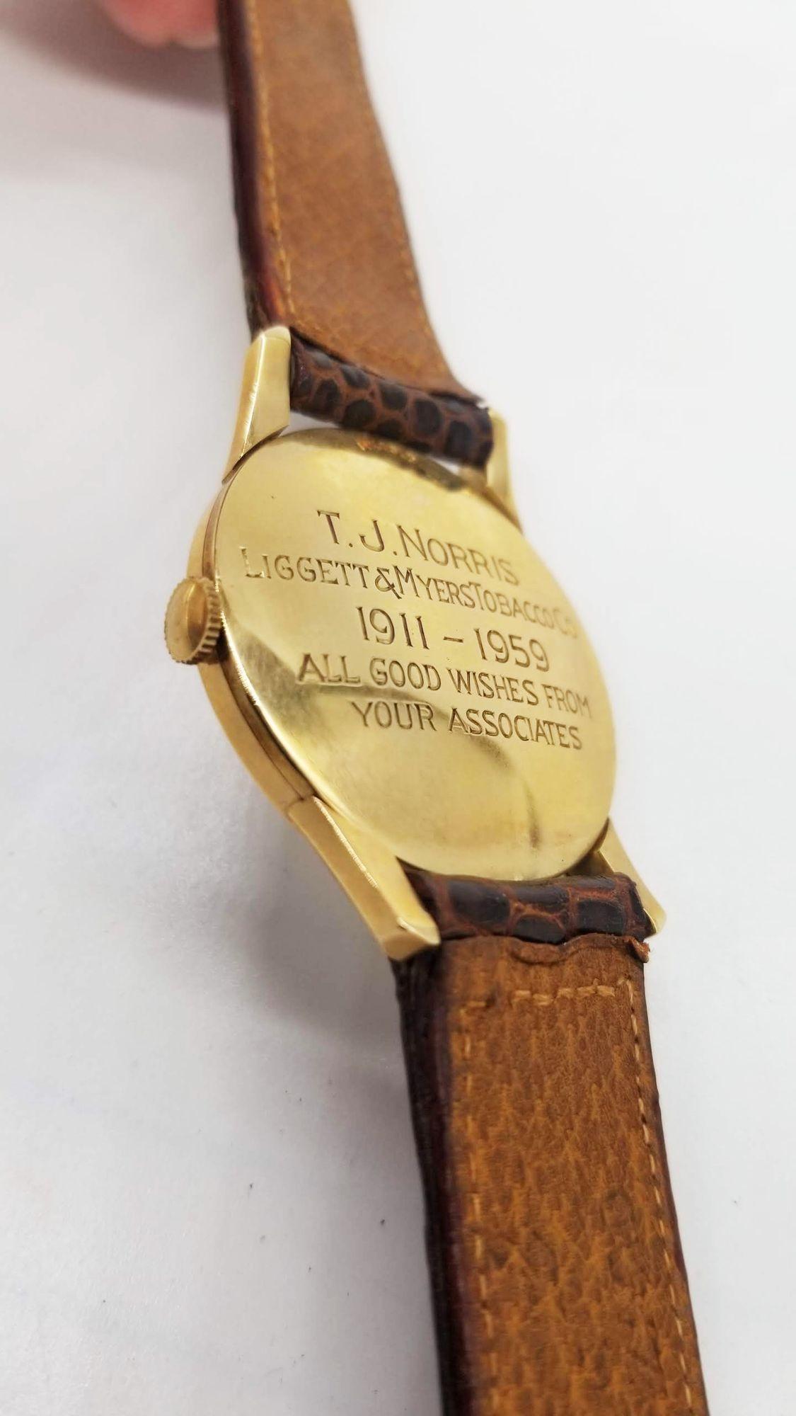 14K Gold Mid Century Mens Wristwatch International Watch Co Schaffhausen IWC For Sale 2