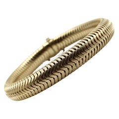 Pulsera de cadena gruesa de serpiente de oro de 14 quilates de mediados del siglo XX