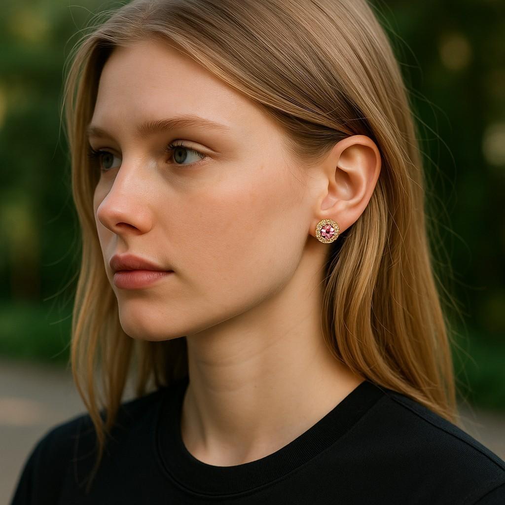 Elevate your jewelry collection with these radiant 14K Yellow Gold Circle Stud Earrings, a masterclass in fine craftsmanship and vibrant design. Handmade by expert artisans in the heart of New York City's famed jewelry district, these earrings blend