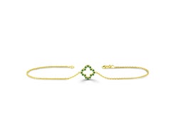 14K Gold Mini Clover Bracelet in Precious Stones Natural Emerald Ruby Sapphire