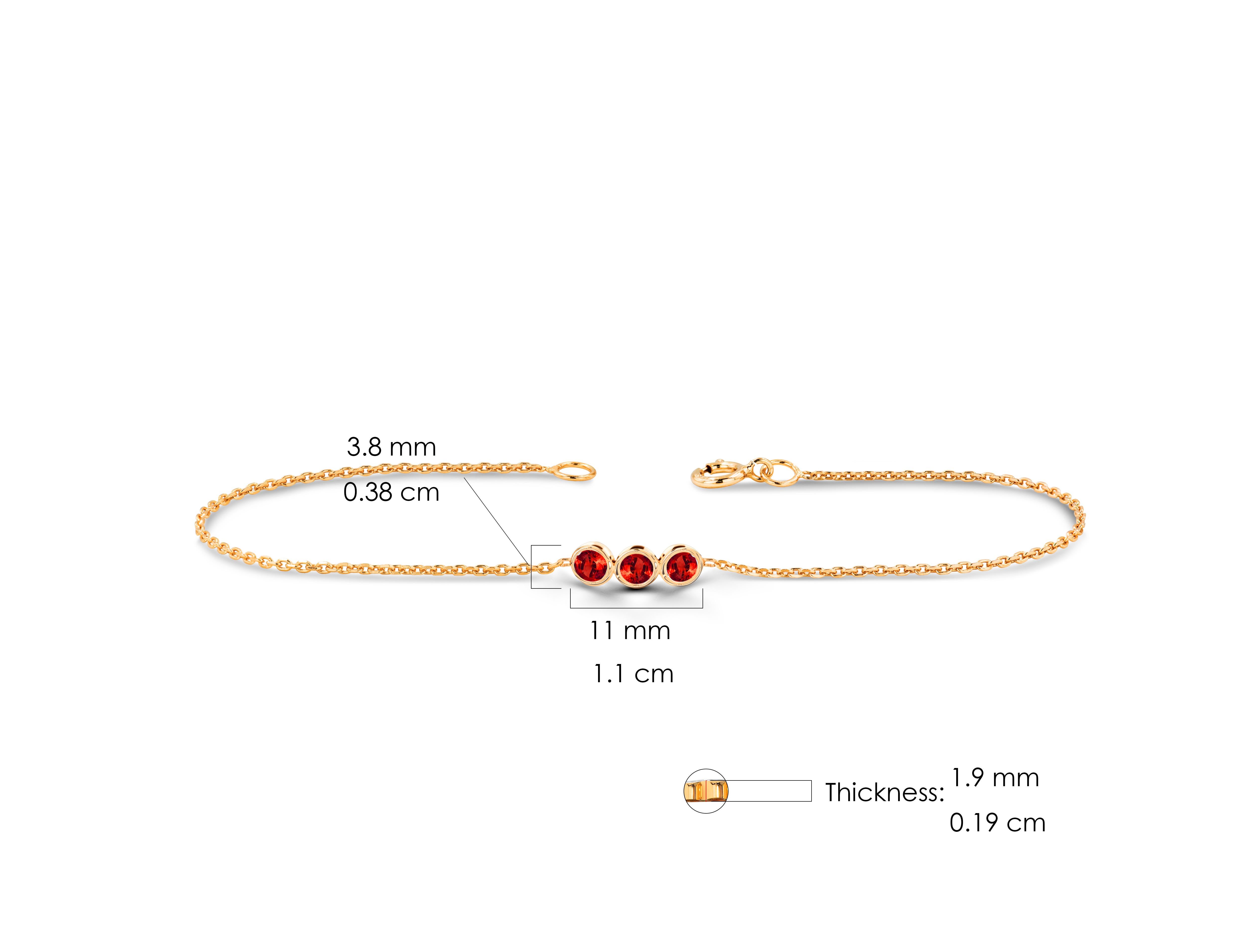 14k Gold Minimalistisches Armband mit Smaragd-Rubin-Saphir-Besatz im Angebot 2