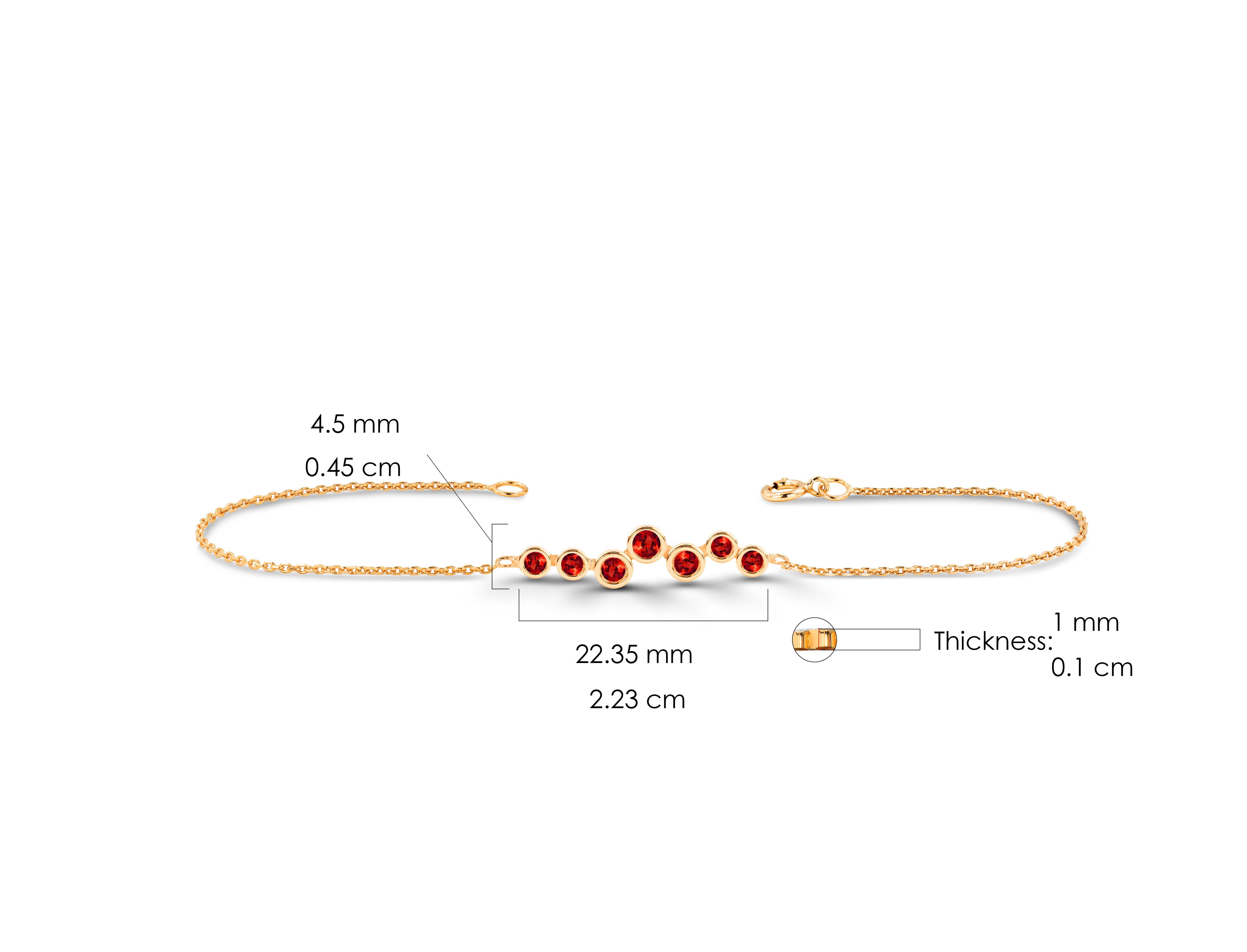 Bracelet minimaliste en or 14 carats Bracelet unique à couches de pierres précieuses Bracelet en grappe en vente 2