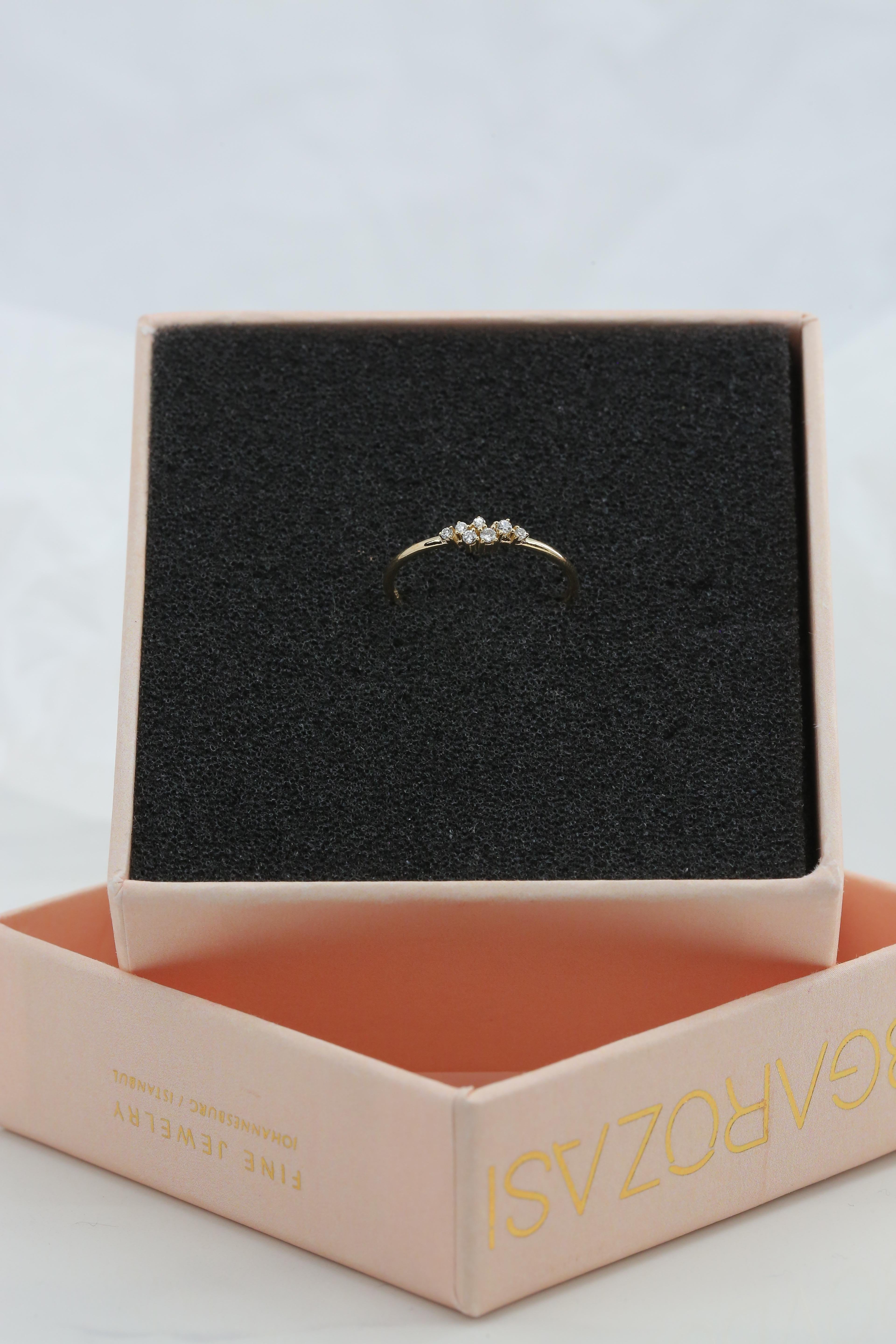 For Sale:  14K Gold Minimalist Diamond Ring, 14K Gold and Diamond Statement Ring 3