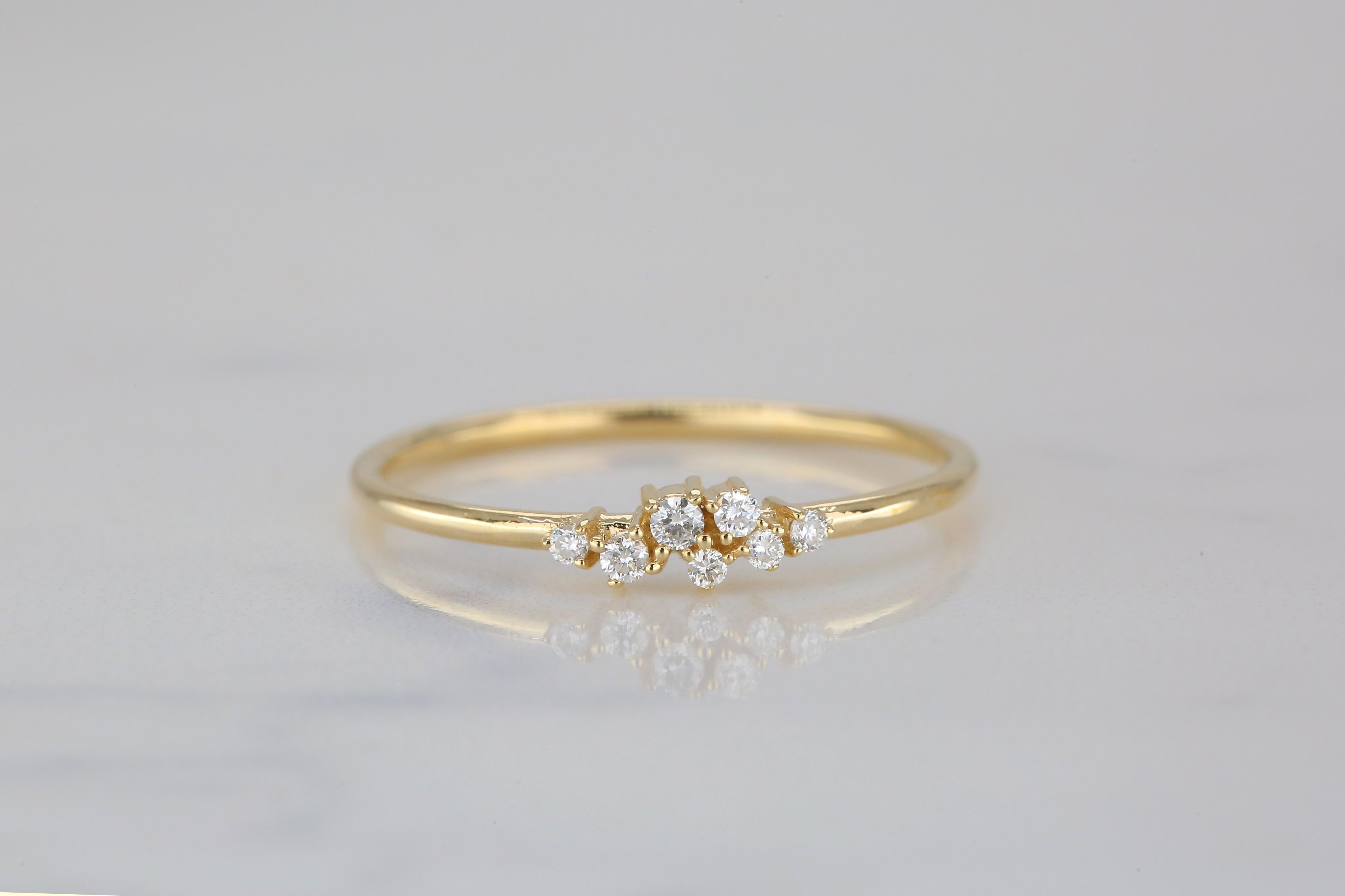 For Sale:  14K Gold Minimalist Diamond Ring, 14K Gold and Diamond Statement Ring 5