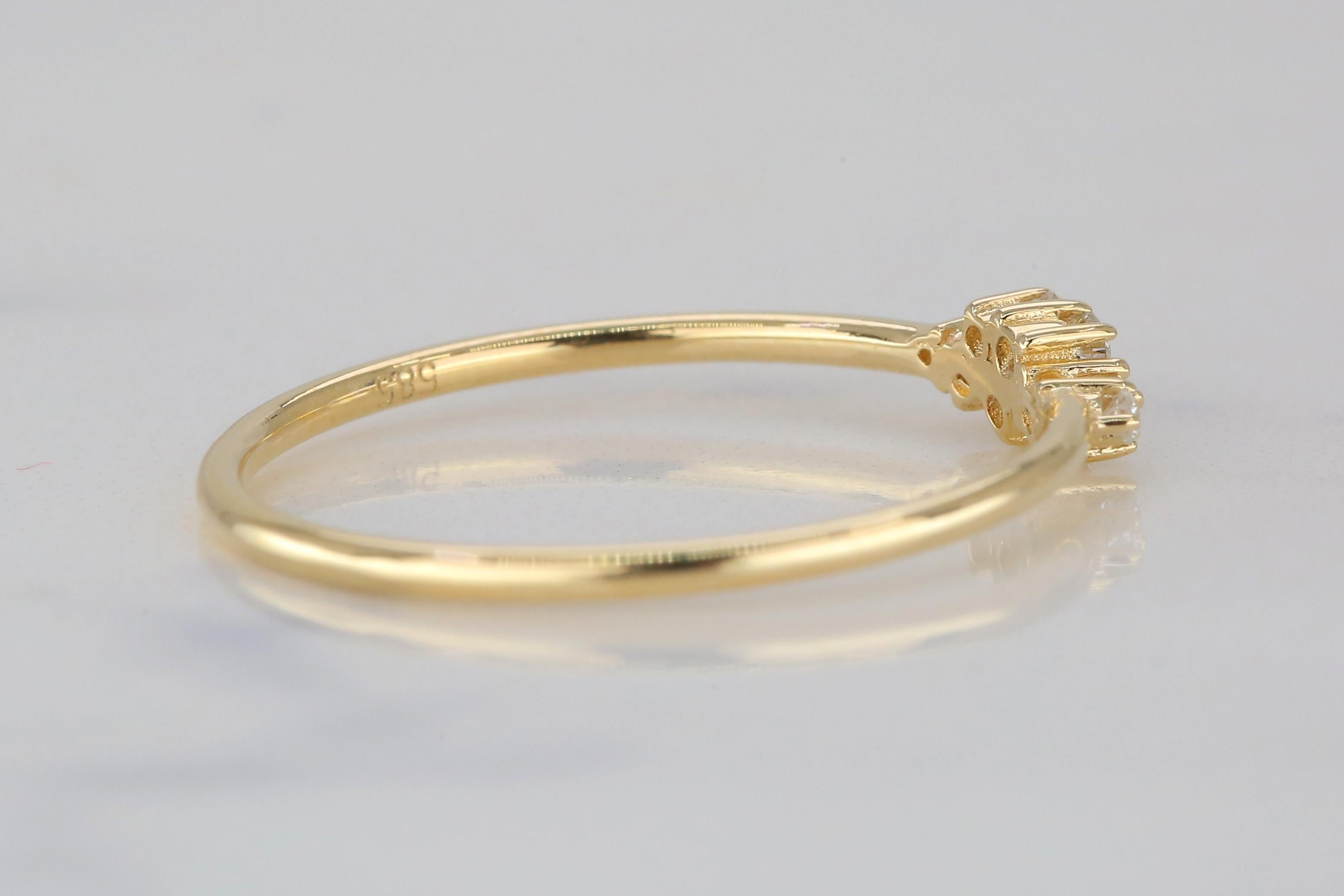 For Sale:  14K Gold Minimalist Diamond Ring, 14K Gold and Diamond Statement Ring 6