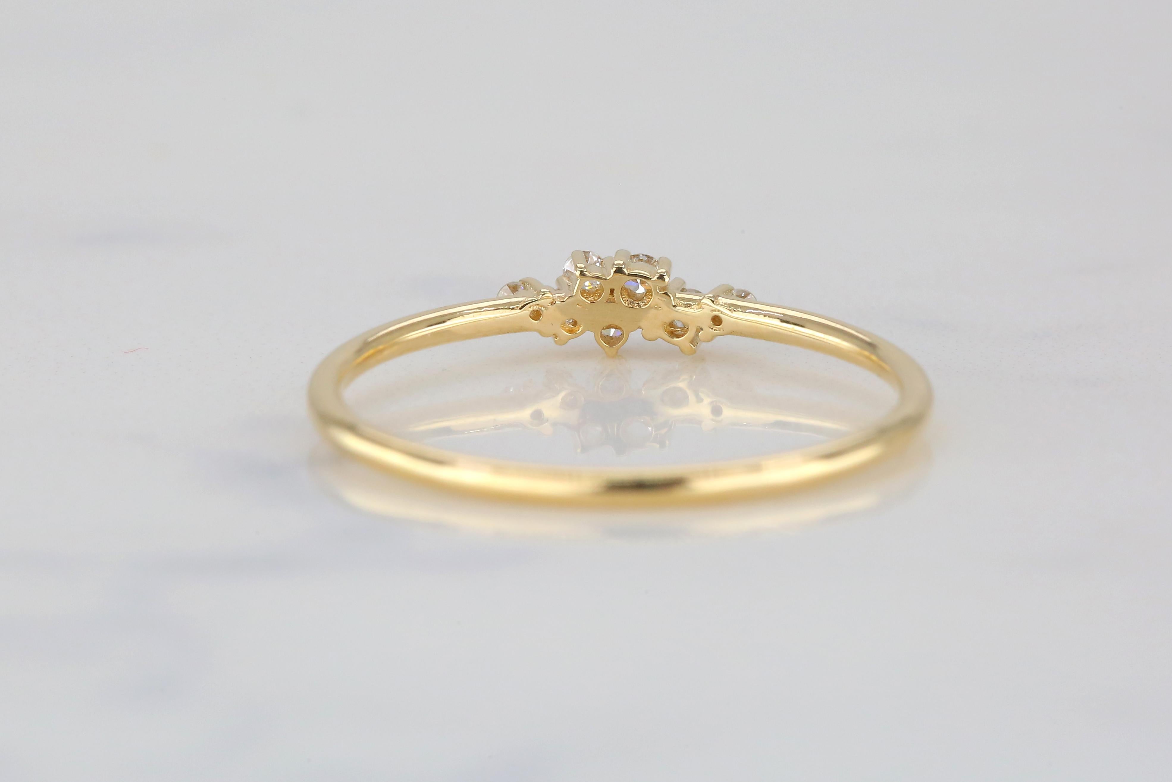 For Sale:  14K Gold Minimalist Diamond Ring, 14K Gold and Diamond Statement Ring 7