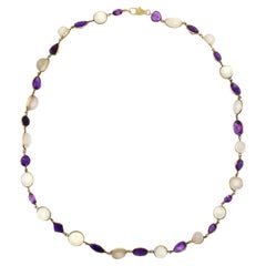 14K Gold Mix-Cut Amethyst Moonstone Necklace