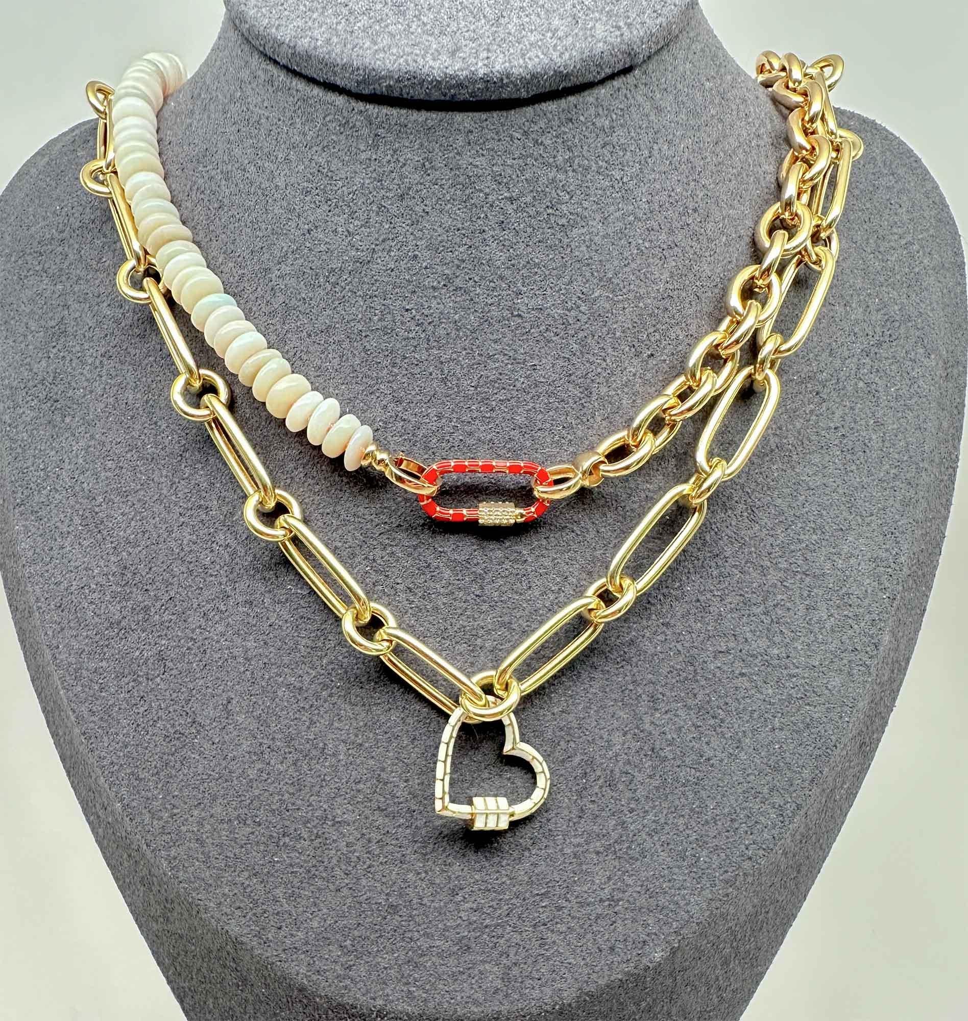 da uomo o donna Collana a catena a maglie miste in oro 14K da 18