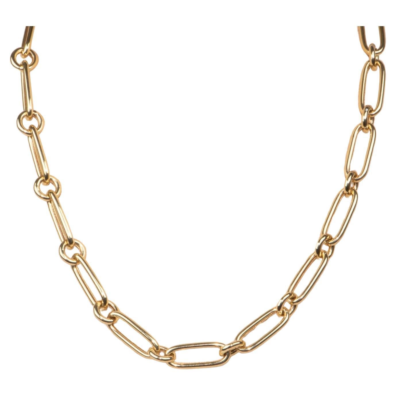 14K Gold Mixed Gliederkette Halskette 18" 1-reihige Gliederkette R4588