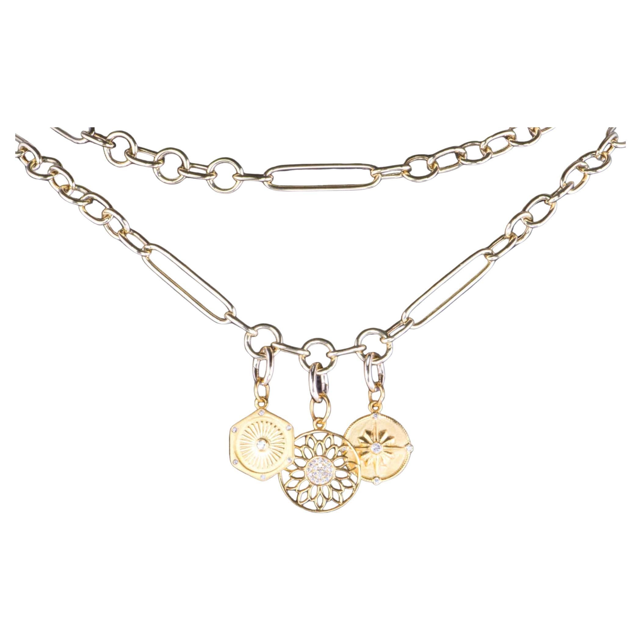 14K Gold Mixed Link Kette Halskette 18" Designer Annex Oval Runde Glieder Adjustabl