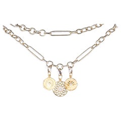 14K Gold Mixed Link Kette Halskette 18" Designer Annex Oval Runde Glieder Adjustabl