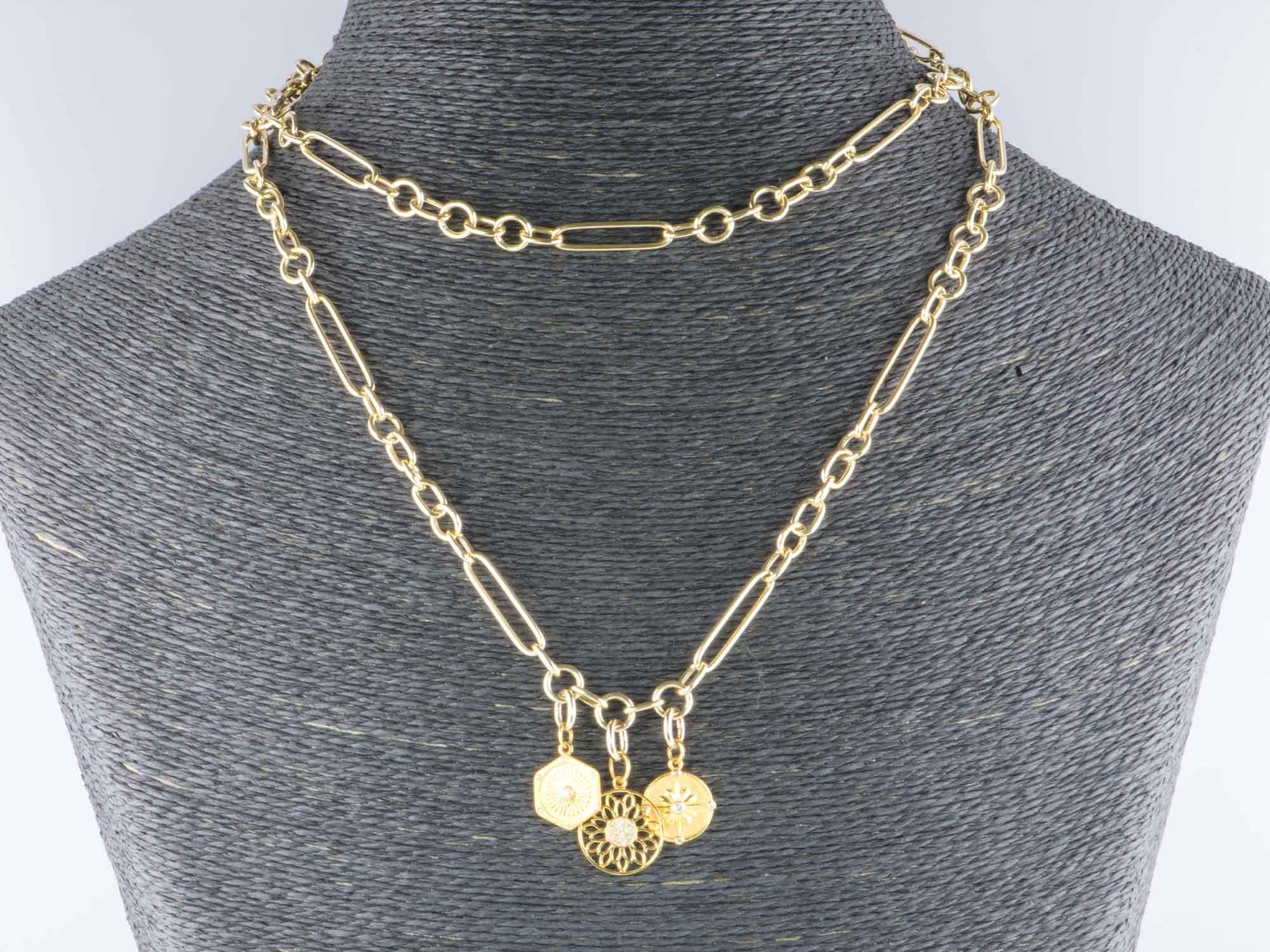14K Gold Mixed Link Chain Necklace 30