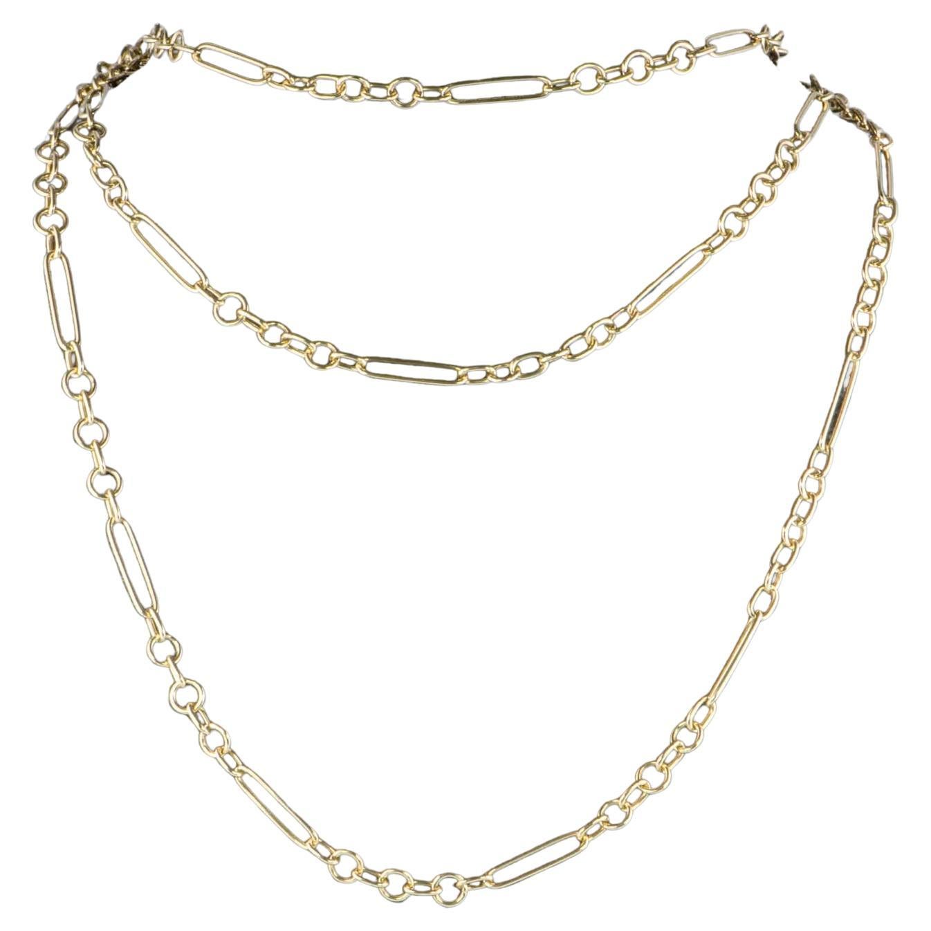 14K Gold Mixed Link Chain Necklace 30" Designer Annex Oval Round Links Adjustabl