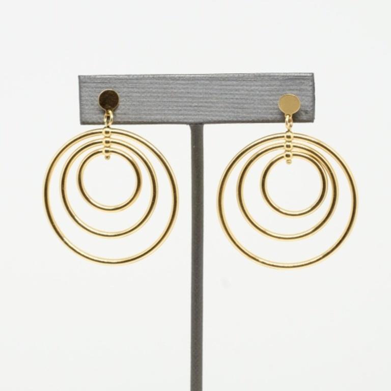 Women's 14K Gold Modernist Hoop Earrings For Sale