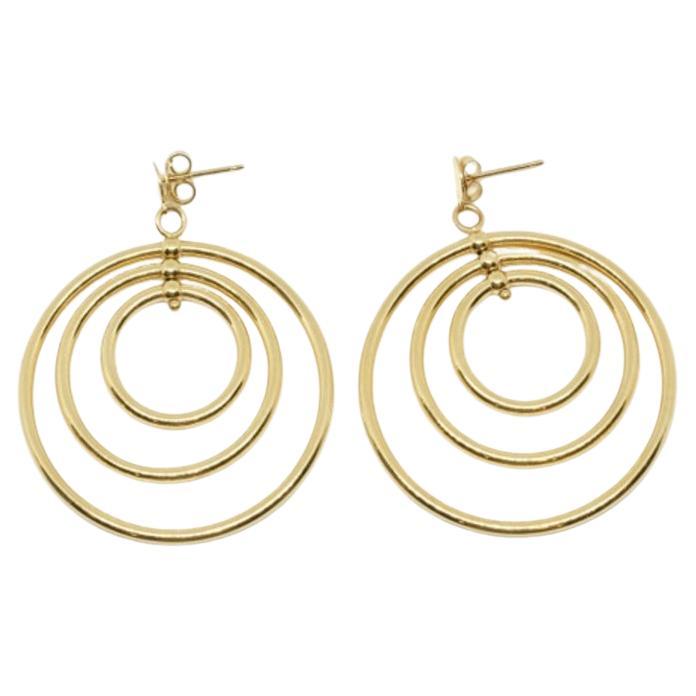 14K Gold Modernist Hoop Earrings For Sale