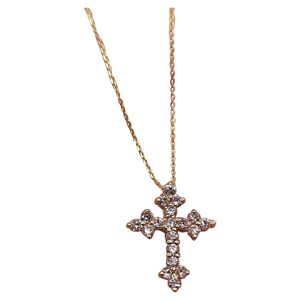 14k gold Moissanite Cross Unisex Pendant Necklace Unique Gift For Her For Sale