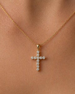 14k gold Moissanites Cross Pendant