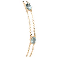 Bracelet en or 14K avec saphir de Montana Chaîne ajustable de 7" à deux brins