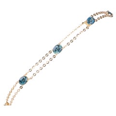 Pulsera de oro de 14 quilates con zafiro Montana de 7" de doble vuelta R2135