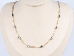 14K Gold Montana Sapphire Station Necklace 18" R4688