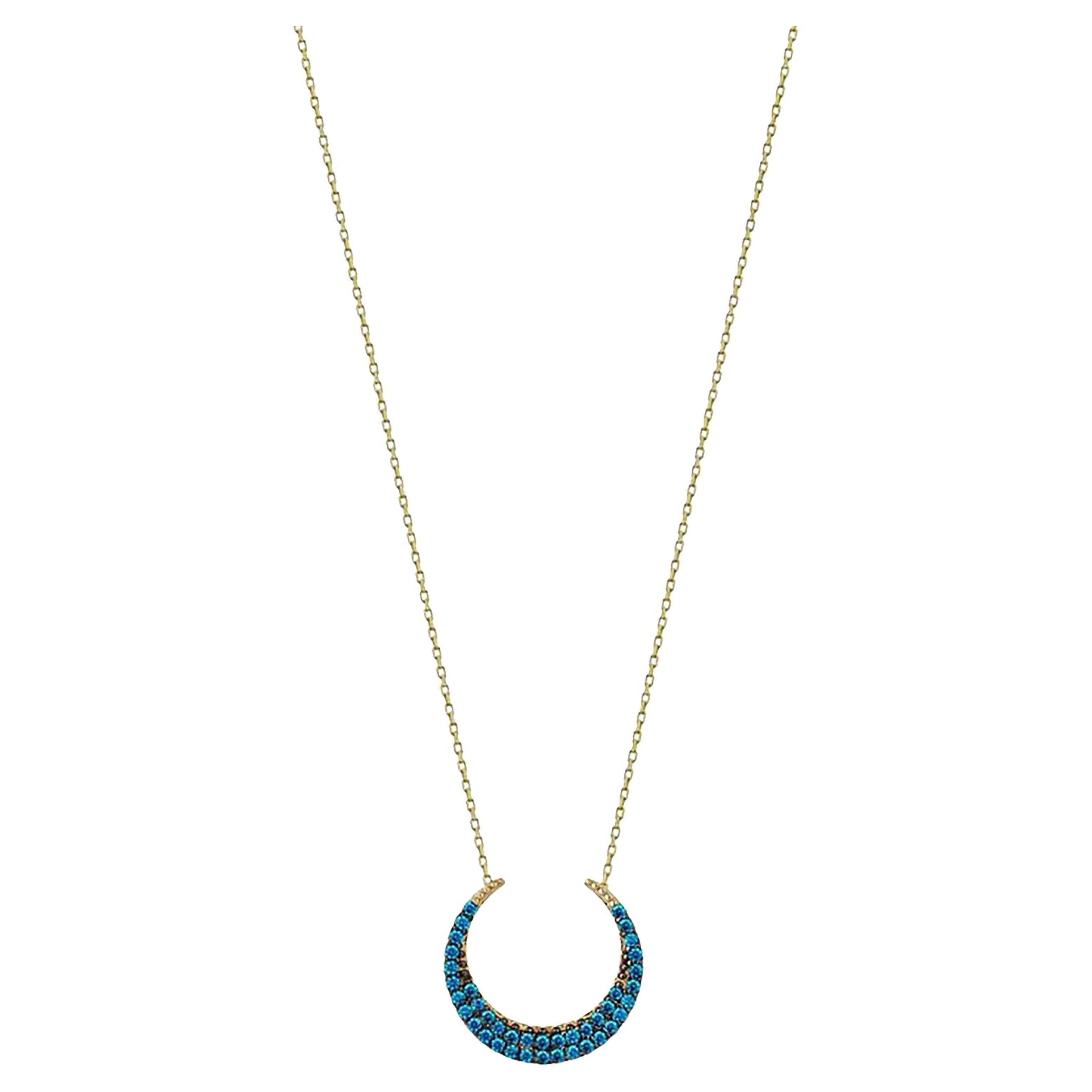 14k Gold Moon Star Necklace, 14K Gold Crescent Necklace