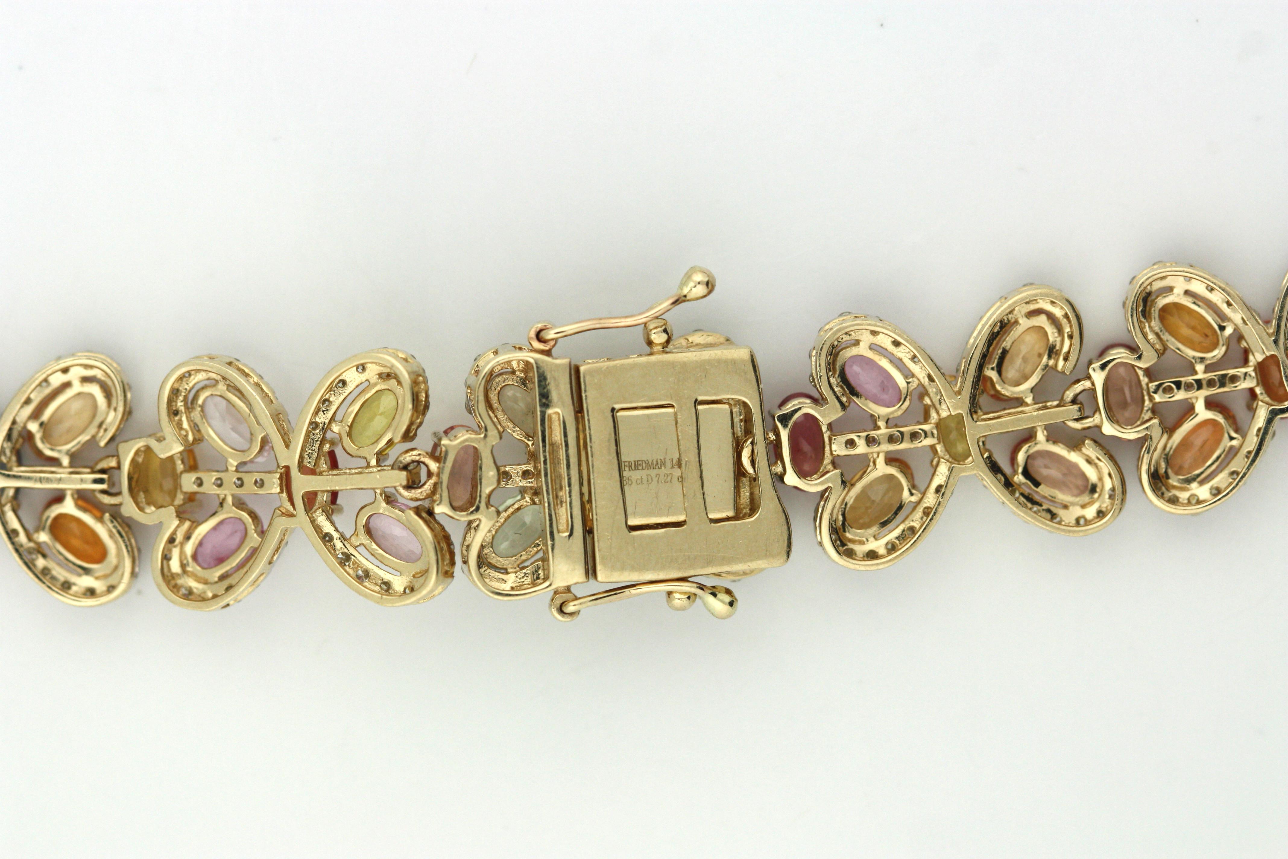 14K Gold Multi-Color Sapphire and Diamond Necklace 2