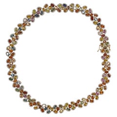 14K Gold Multi-Color Sapphire and Diamond Necklace