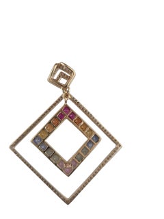 14K Gold Multicolor Sapphire Ruby and Diamond Pendant Certified #23709