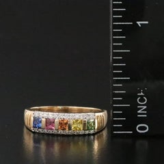 14K Gold Multicolored Sapphire and Diamond Band Ring