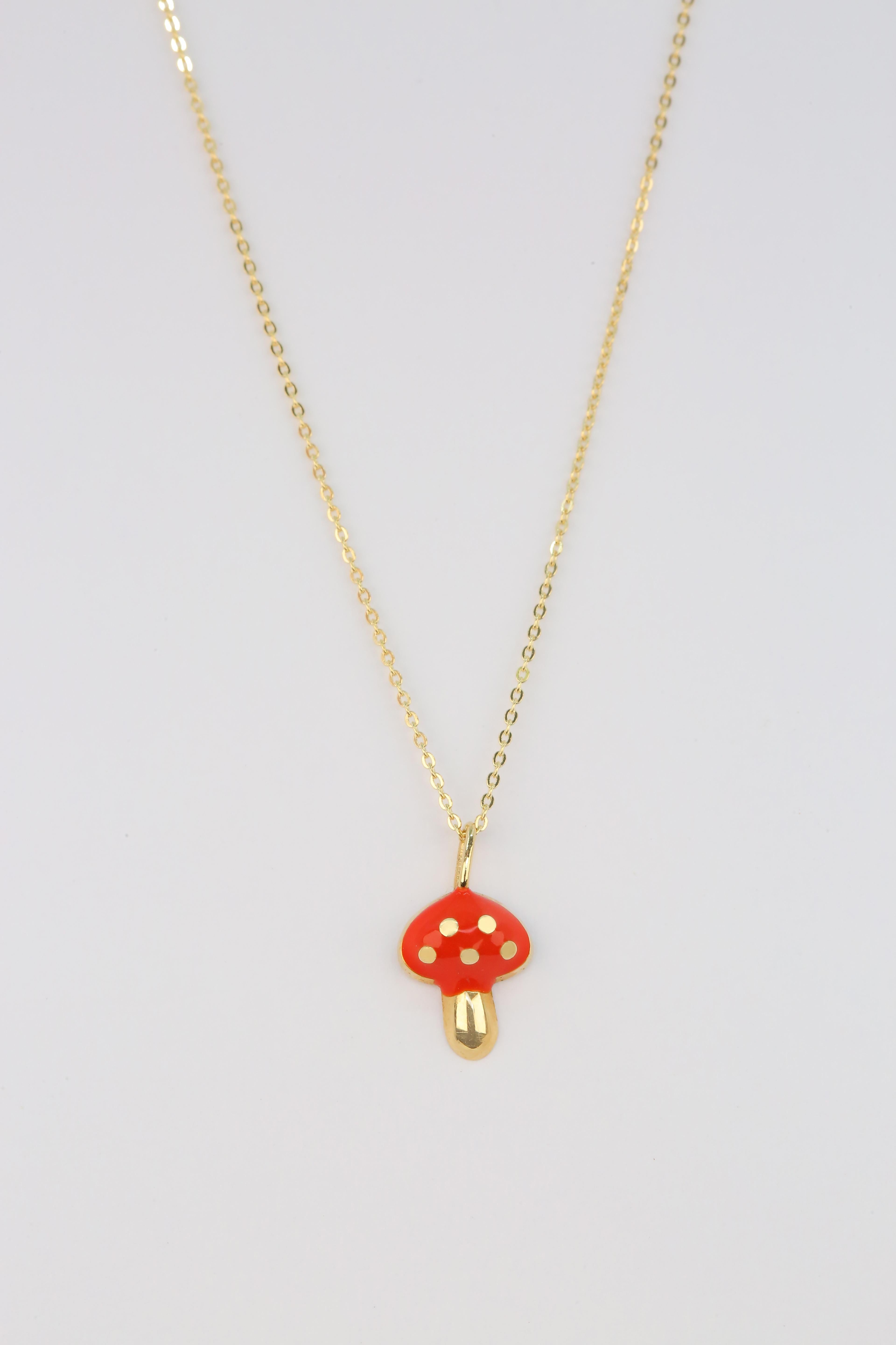 enamel mushroom necklace