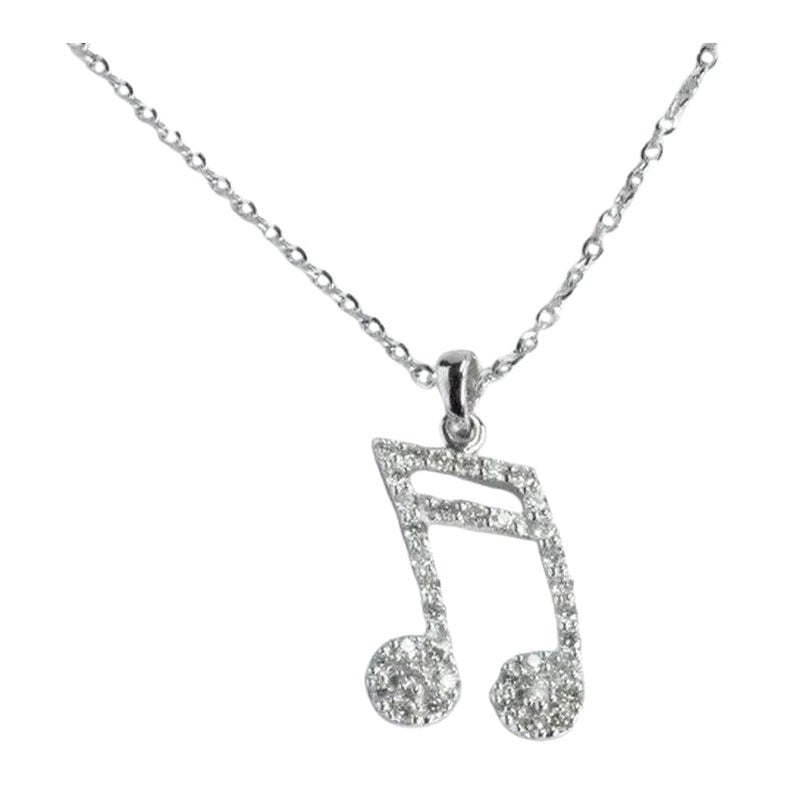 Music Note Charm Halskette ist aus massivem 14 Karat Gold gefertigt.
Erhältlich in drei Goldfarben: Weißgold / Roségold / Gelbgold.

Zarte zierliche Musiknote Charme Halskette mit natürlichen Diamanten in 14k Gold gesetzt. Diese moderne