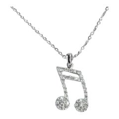 14k Gold Music Note Charm Necklace Musical Jewelry