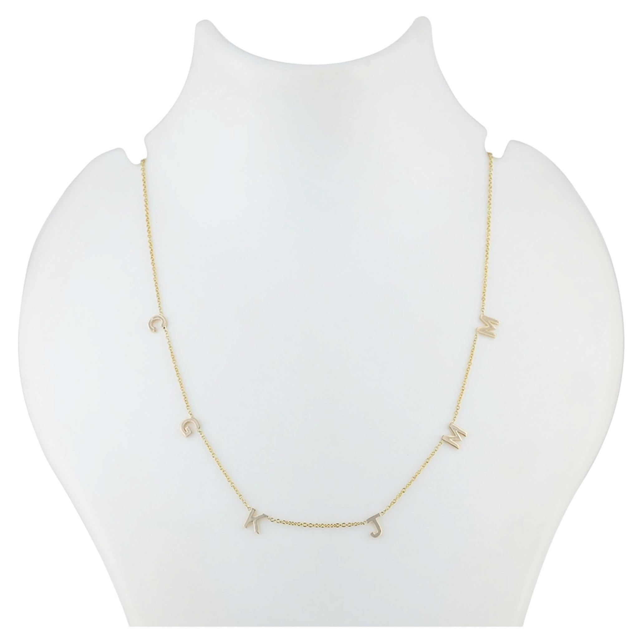 14K Gold Name Necklace 6 Initial Personalized Necklace Gold Chain Fine Jeewlry