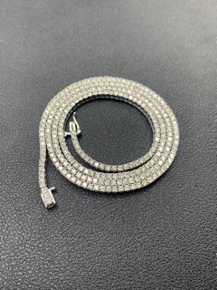 14K Gold Natural 10 Carat Diamond Tennis Necklace VS2- SI1