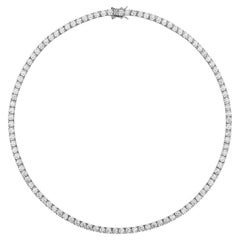 14K Gold Natural 10 Carat Diamond Tennis Necklace VS2- SI1