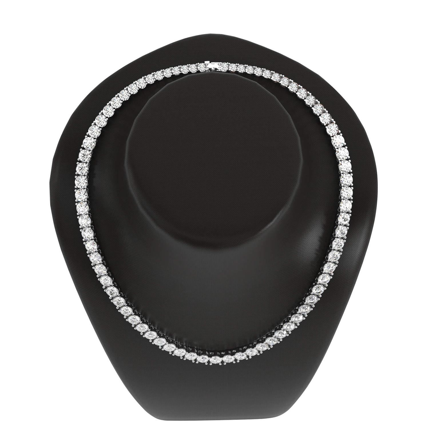 Contemporary 14K Gold Natural 23.05 Carat Diamond Tennis Necklace in 14k Gold For Sale