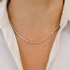14K Gold Natural 6 Carat Diamond Tennis Necklace SI1