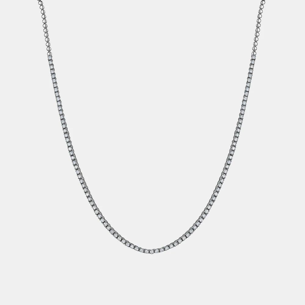 Modern 14K Gold Natural 6 Carat Diamond Tennis Necklace SI1 For Sale