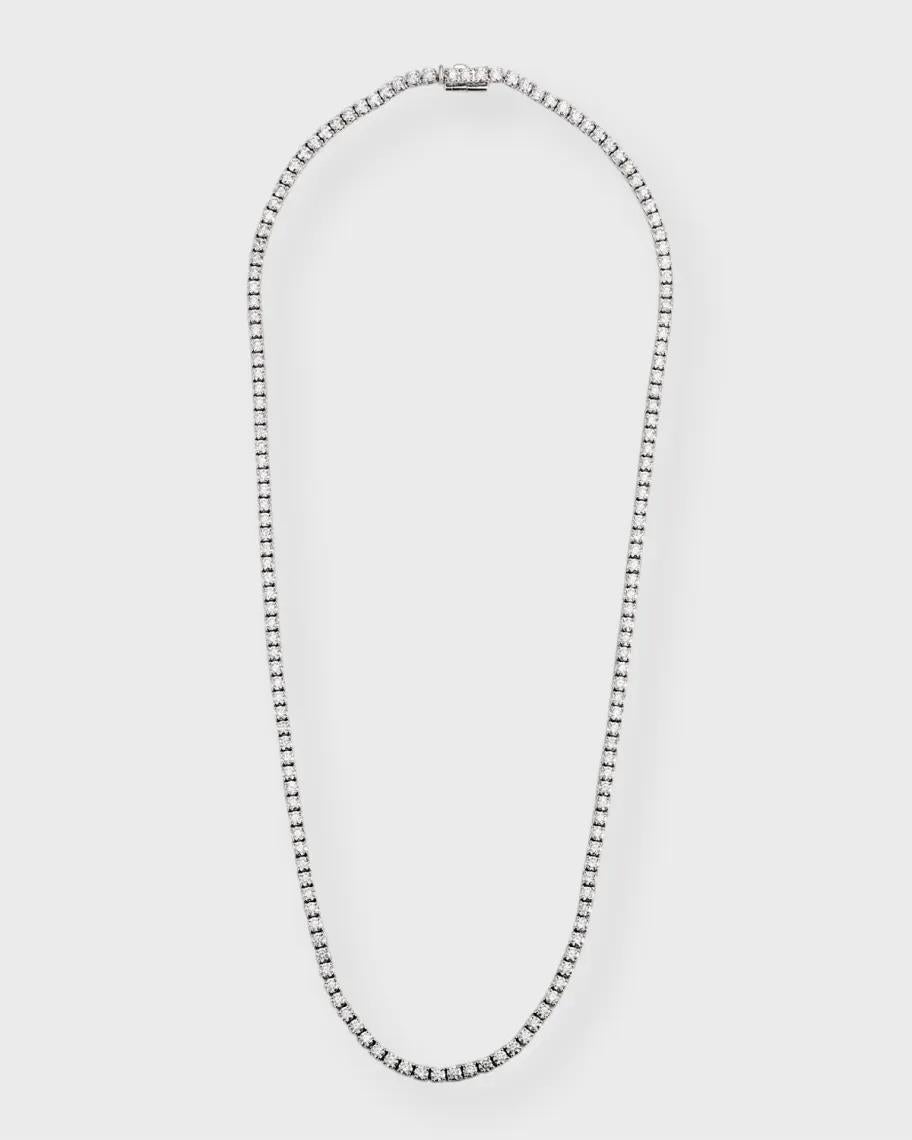 Round Cut 14K Gold Natural 6 Carat Diamond Tennis Necklace SI1 For Sale