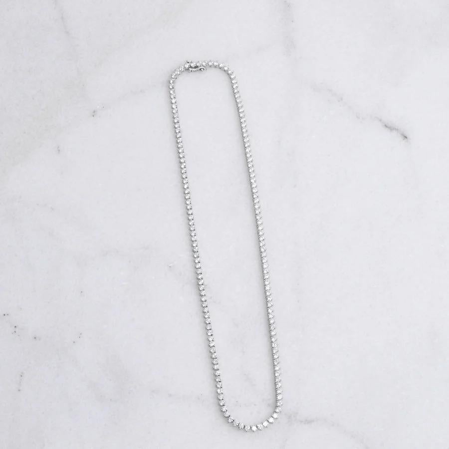 14K Gold Natural 6 Carat Diamond Tennis Necklace SI1 In New Condition For Sale In Jersey City, NJ