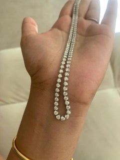 14K Gold Natural 7 Carat Diamond CROWN setting Tennis Necklace