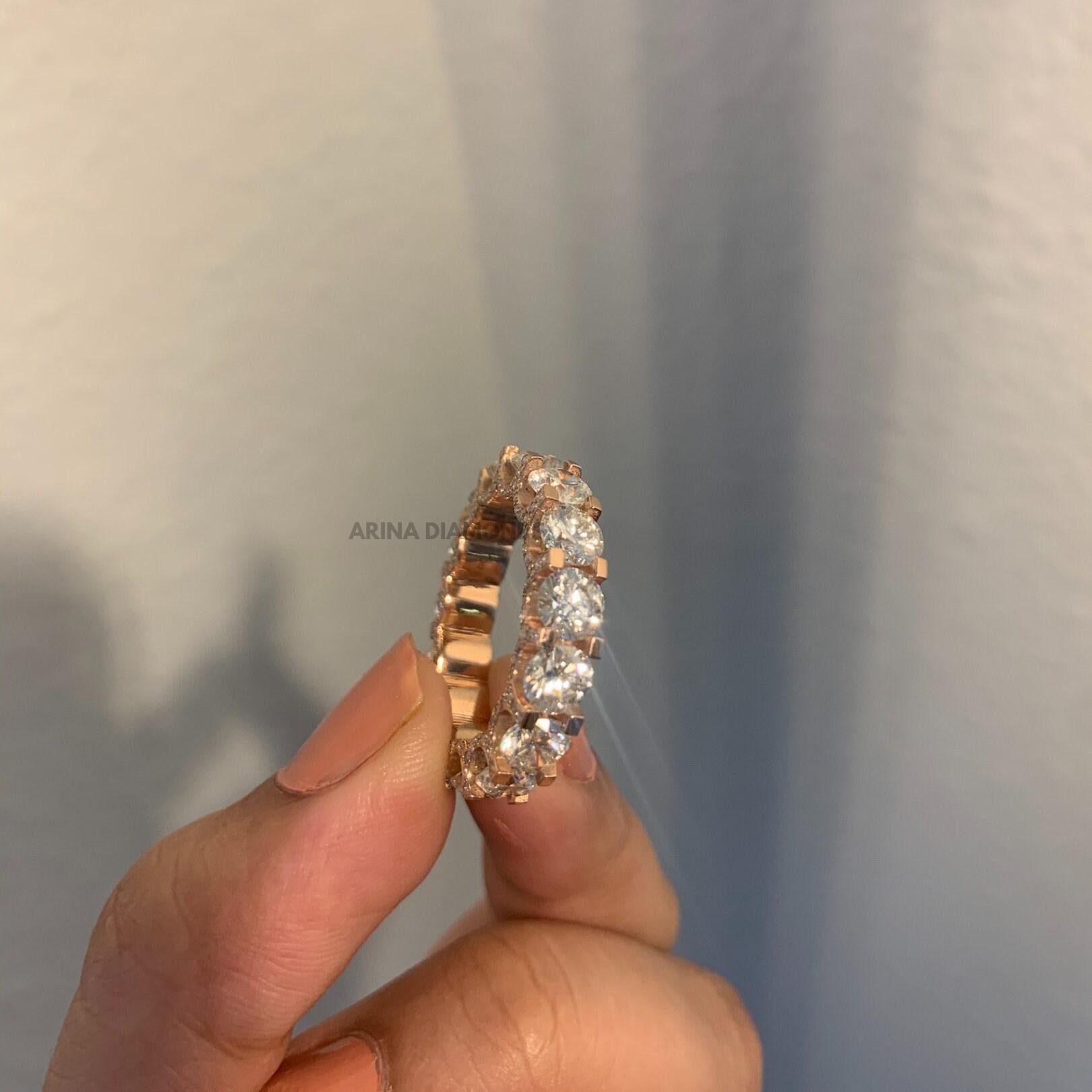 Contemporary 14K Gold Natural 7 Carat Eternity Band Diamond Ring For Sale