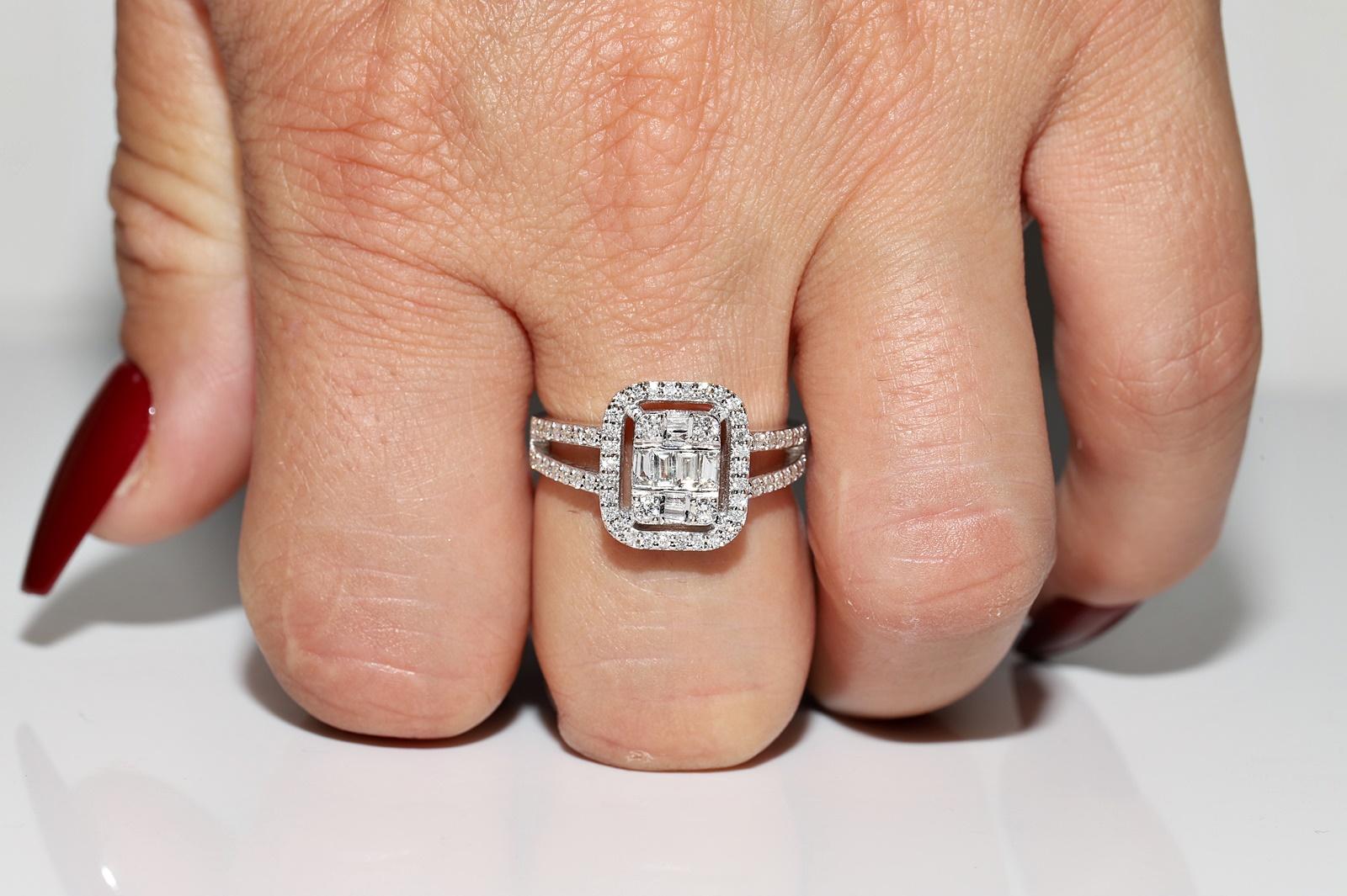 14 Karat Gold Natürlicher Baguette- und Brillantschliff Diamant Dekorierter Ring im Angebot 7