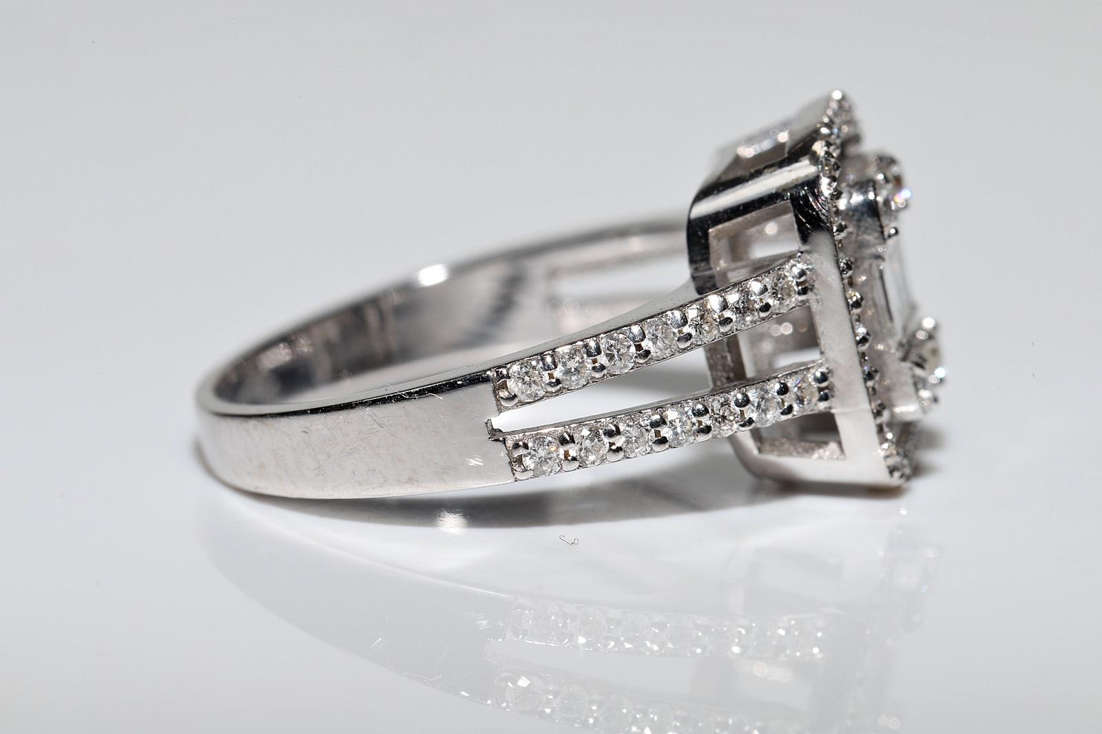 14 Karat Gold Natürlicher Baguette- und Brillantschliff Diamant Dekorierter Ring im Zustand „Gut“ im Angebot in Fatih/İstanbul, 34