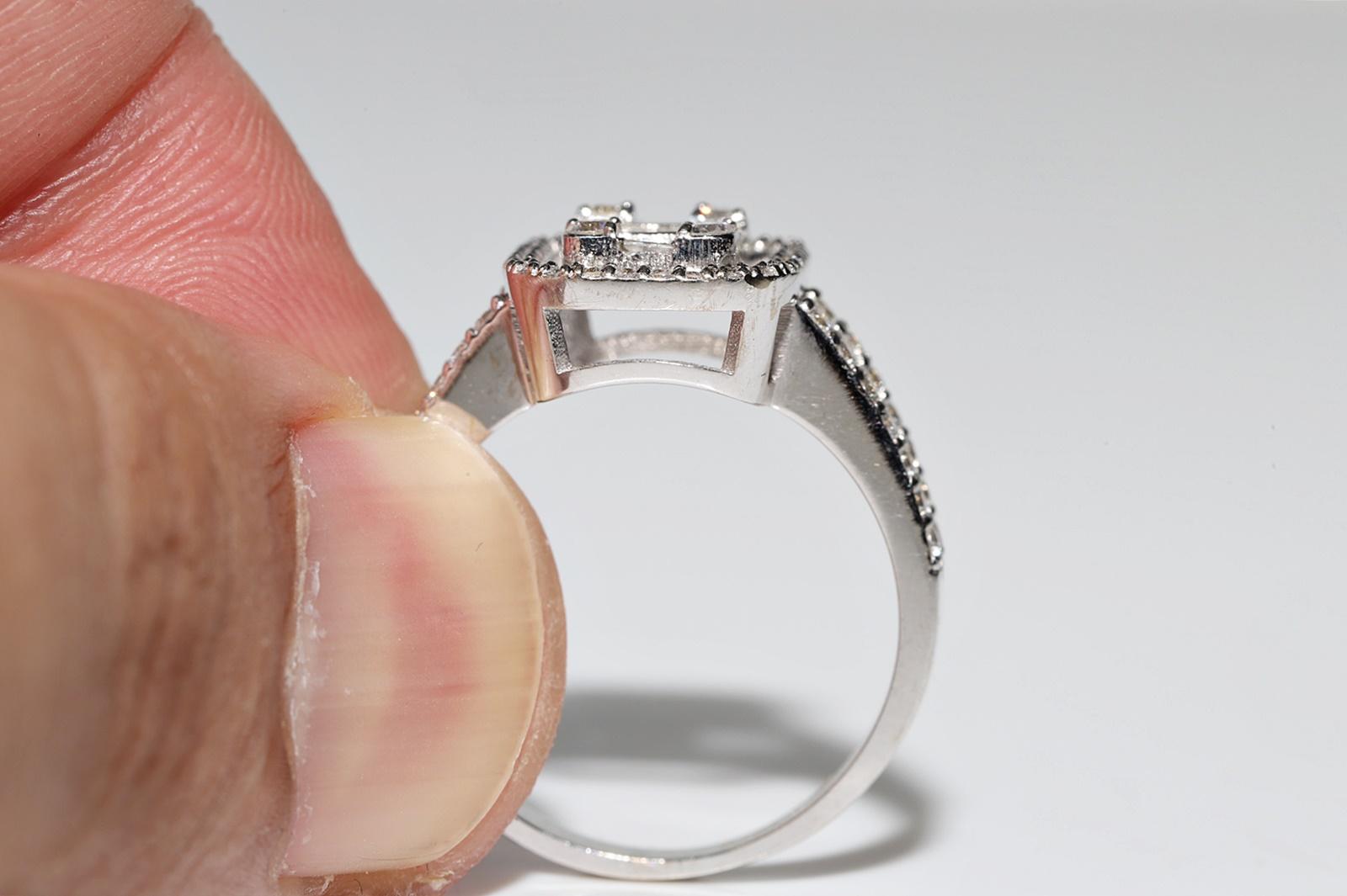 14 Karat Gold Natürlicher Baguette- und Brillantschliff Diamant Dekorierter Ring Damen im Angebot