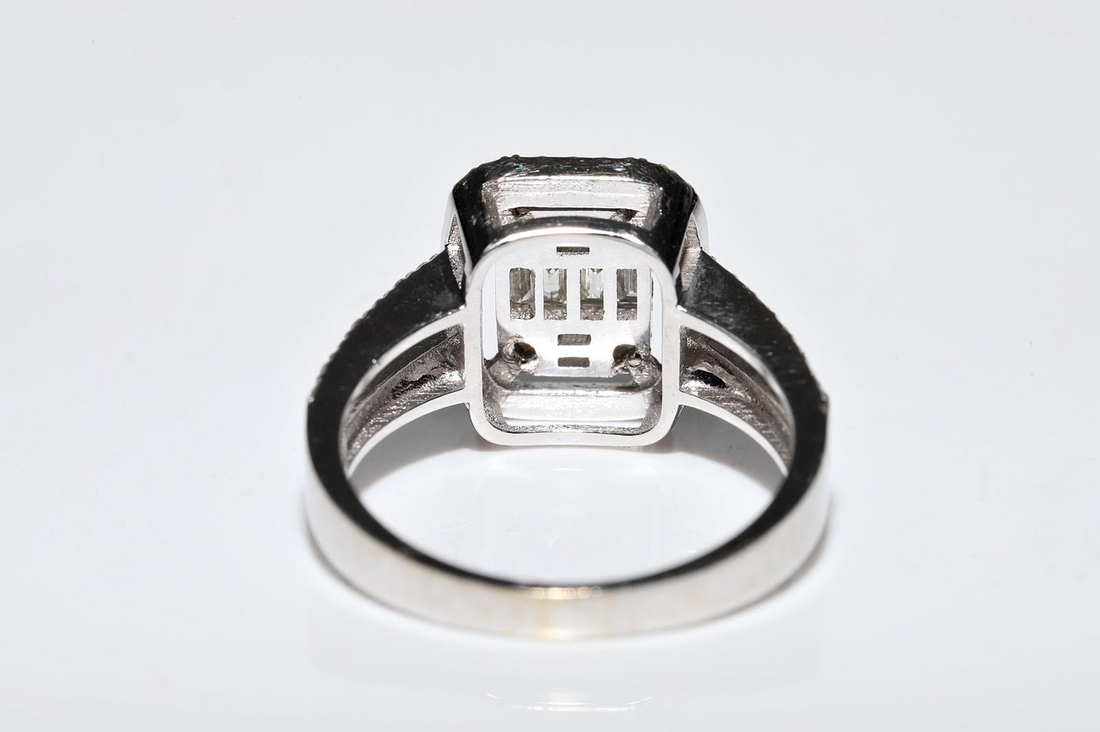 14 Karat Gold Natürlicher Baguette- und Brillantschliff Diamant Dekorierter Ring im Angebot 2