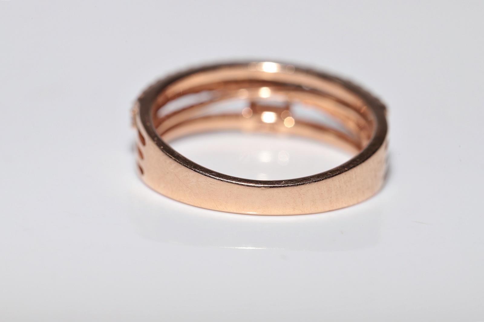 14k Gold Natürlicher Diamantring mit Baguetteschliff und Brillantschliff im Angebot 3