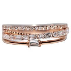 14k Gold Natural Baguette Cut And Brilliant Cut Diamond Decorated Ring